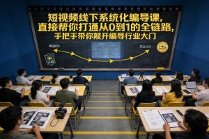 短视频线下系统化编导课，直接帮你打通从0到1的全链路，手把手带你敲开编导行业大门-桀创项目掘金社