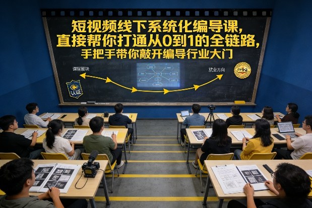 短视频线下系统化编导课，直接帮你打通从0到1的全链路，手把手带你敲开编导行业大门-桀创项目掘金社
