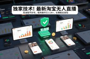 独家技术！最新淘宝无人直播：无违规不封号，矩阵操作日入1K+，长期稳定变现【揭秘】-桀创项目掘金社