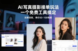 AI写真摄影接单玩法，一个免费工具搞定，效果惊艳，单价50-100每套-桀创项目掘金社