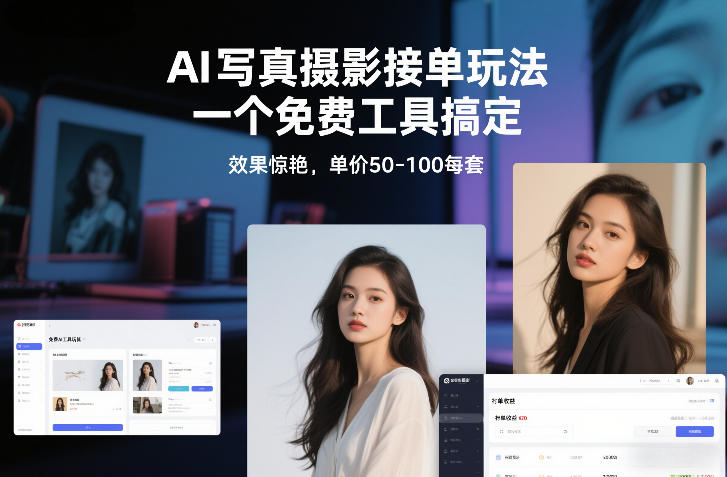 AI写真摄影接单玩法，一个免费工具搞定，效果惊艳，单价50-100每套-桀创项目掘金社