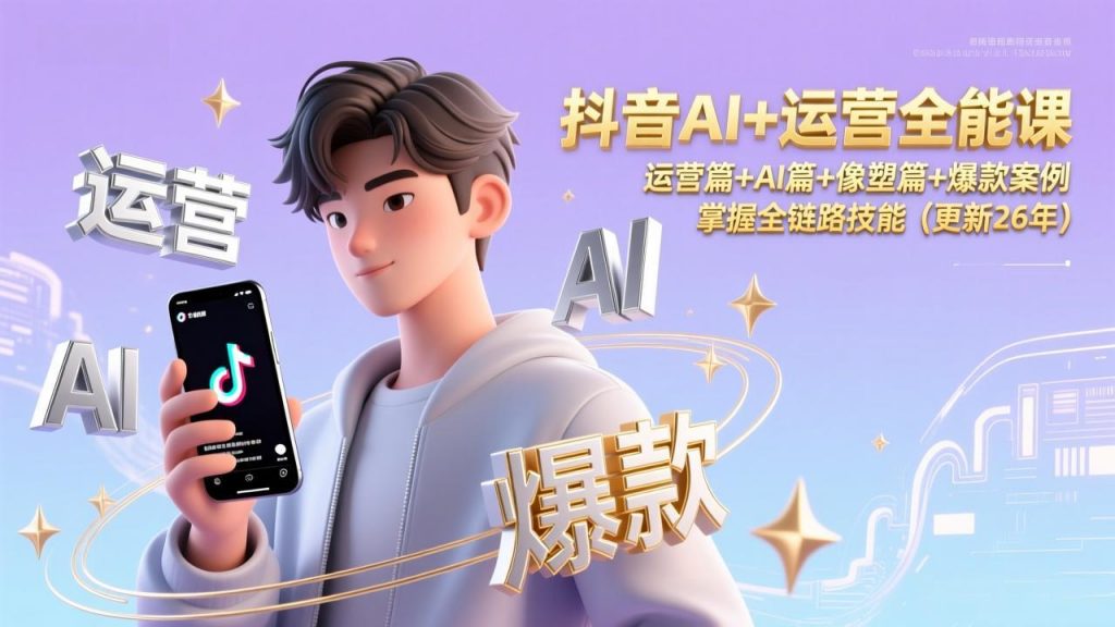 抖音AI+运营全能课，运营篇+AI篇+像塑篇+爆款案例，掌握全链路技能(更新26年-桀创项目掘金社