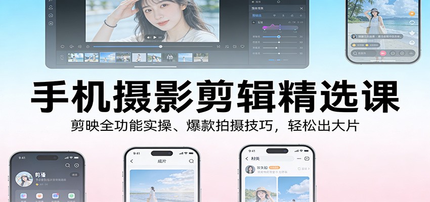 手机摄影剪辑精选课：剪映全功能实操、爆款拍摄技巧，轻松出大片-桀创项目掘金社