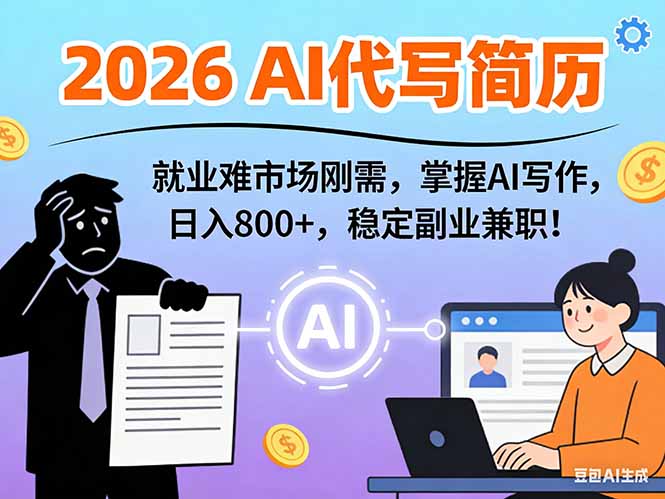 AI代写简历，超暴利，用万能模板月入1-3万实战教程，2026年市场刚需！-桀创项目掘金社