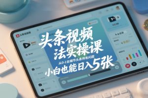 头条视频玩法实操课,从0-1全细节头条所有问题,小白也能日入5张-桀创项目掘金社