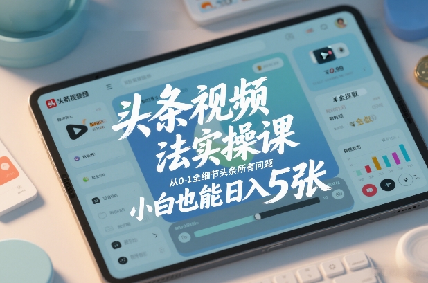 头条视频玩法实操课，从0-1全细节头条所有问题，小白也能日入5张-桀创项目掘金社