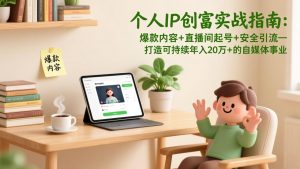 个人IP创富实战指南：爆款内容+直播间起号+安全引流，打造可持续年入20万+的自媒体事业-桀创项目掘金社