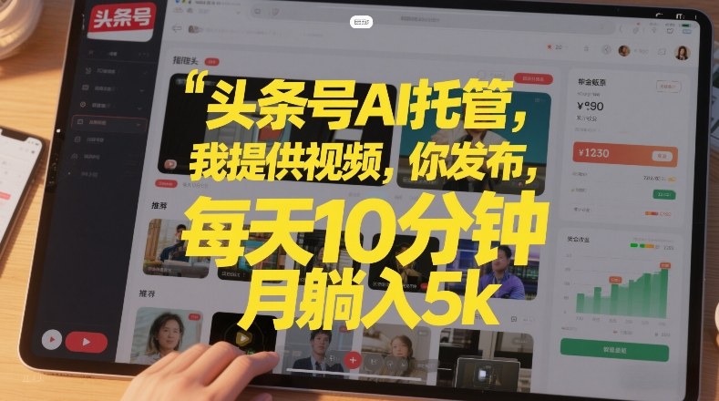 头条号AI托管,我提供视频,你发布,每天10分钟,月躺入5k+【揭秘】-桀创项目掘金社