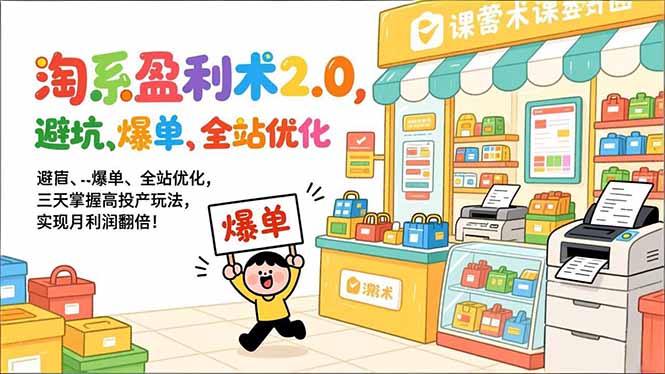 淘系盈利术2.0，避坑、爆单、全站优化，三天掌握高投产玩法，实现月利润翻倍！-桀创项目掘金社