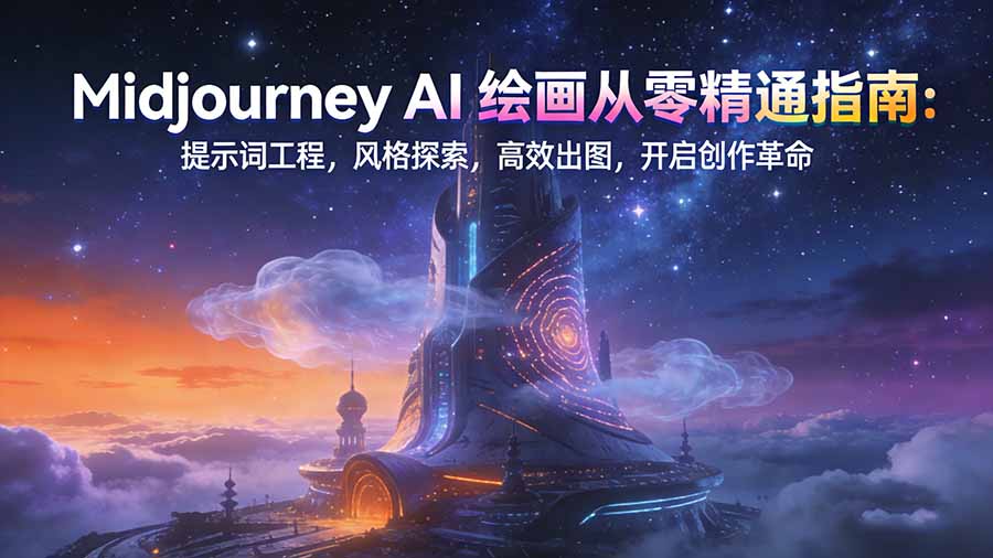 Midjourney AI绘画从零精通指南：提示词工程，风格探索，高效出图，开启创作革命-桀创项目掘金社