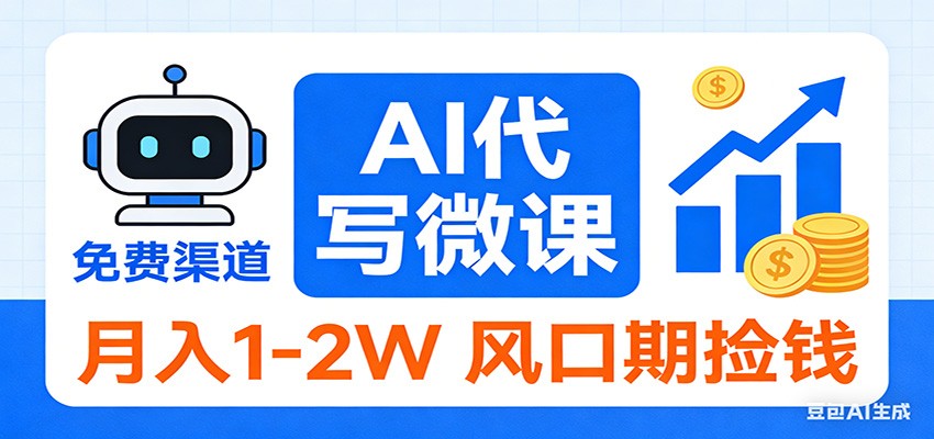 2026告别打工！AI 代写微课，提供免费渠道，月入 1-2W 风口期捡钱-桀创项目掘金社