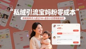 私域引流宝妈粉零成本流程简单月入超过1W+适合小白想做副业的-桀创项目掘金社