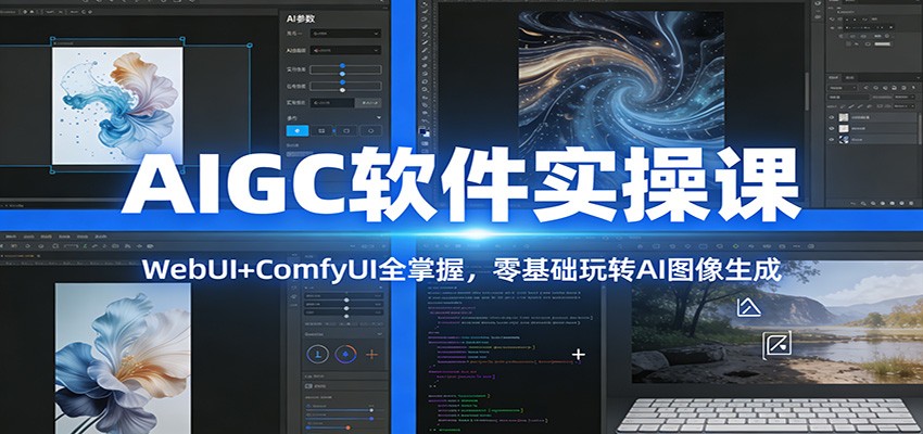 AIGC软件实操课:WebUI+ComfyUI全掌握,零基础玩转AI图像生成-桀创项目掘金社