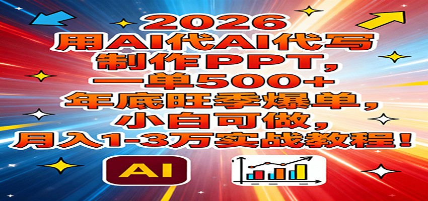 2026用AI代写制作PPT，一单500+，年底旺季爆单，小白可做，月入1-3万实战教程-桀创项目掘金社