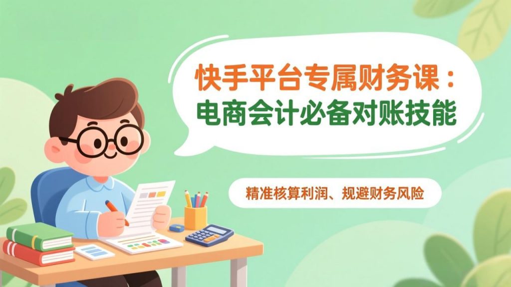 快手平台专属财务课：电商会计必备对账技能，精准核算利润、规避财务风险-桀创项目掘金社