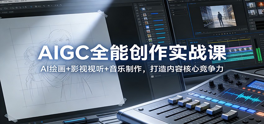 AIGC全能创作实战课:AI绘画+影视视听+音乐制作,打造内容核心竞争力-桀创项目掘金社