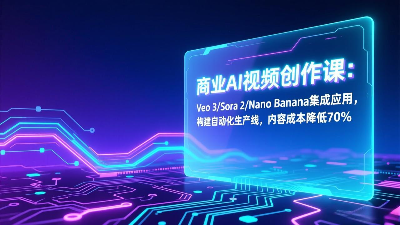 商业AI视频创作课:Veo 3/Sora 2/Nano Banana集成应用,构建自动化生产线,内容成本降低70%-桀创项目掘金社