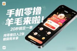 手机零撸薅羊毛来啦！20秒搞定一单，纯零撸日入2张，做就有米拿【揭秘】-桀创项目掘金社