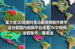某大佬3D地图科普动画视频制作教学,适合做国内视频平台或者TK中视频、油管账号,賺美金-桀创项目掘金社
