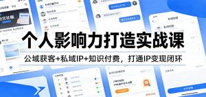 个人影响力打造实战课：公域获客+私域IP+知识付费，打通IP变现闭环-桀创项目掘金社