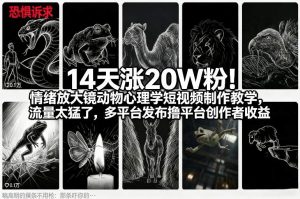 14天涨20W粉!情绪放大镜动物心理学短视频制作教学,流量太猛了,多平台发布撸平台创作者收益-桀创项目掘金社