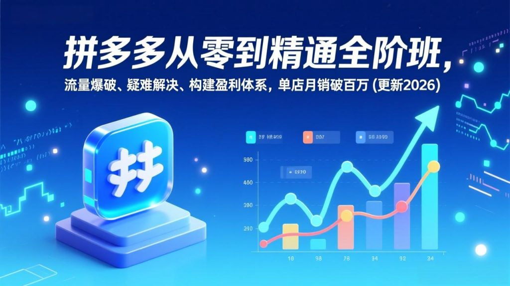 拼多多从零到精通全阶班，流量爆破、疑难解决，构建盈利体系，单店月销破百万(更新2026-桀创项目掘金社