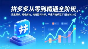 拼多多从零到精通全阶班，流量爆破、疑难解决，构建盈利体系，单店月销破百万(更新2026-桀创项目掘金社