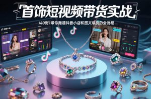 首饰短视频带货实战，从0到1带你跑通抖音小店和图文带货的全流程-桀创项目掘金社