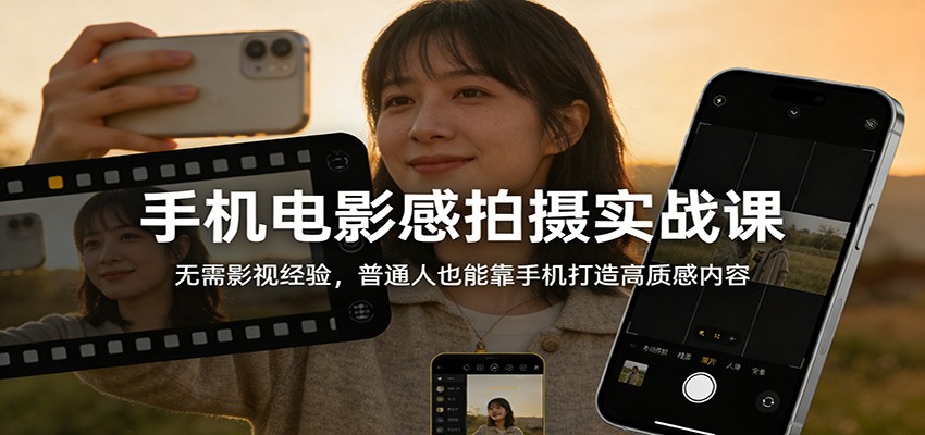 手机电影感拍摄实战课:无需影视经验,普通人也能靠手机打造高质感内容-桀创项目掘金社