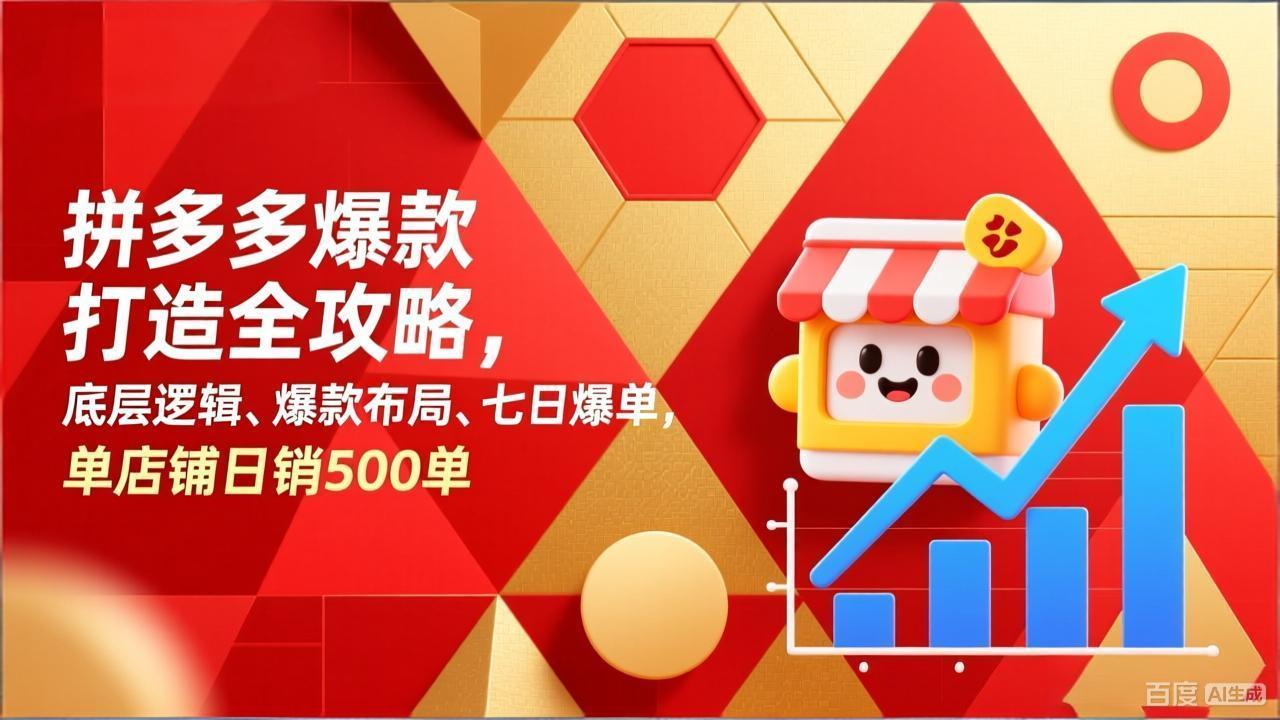 拼多多爆款打造全攻略，底层逻辑、爆款布局、七日爆单，单店铺日销500单-桀创项目掘金社