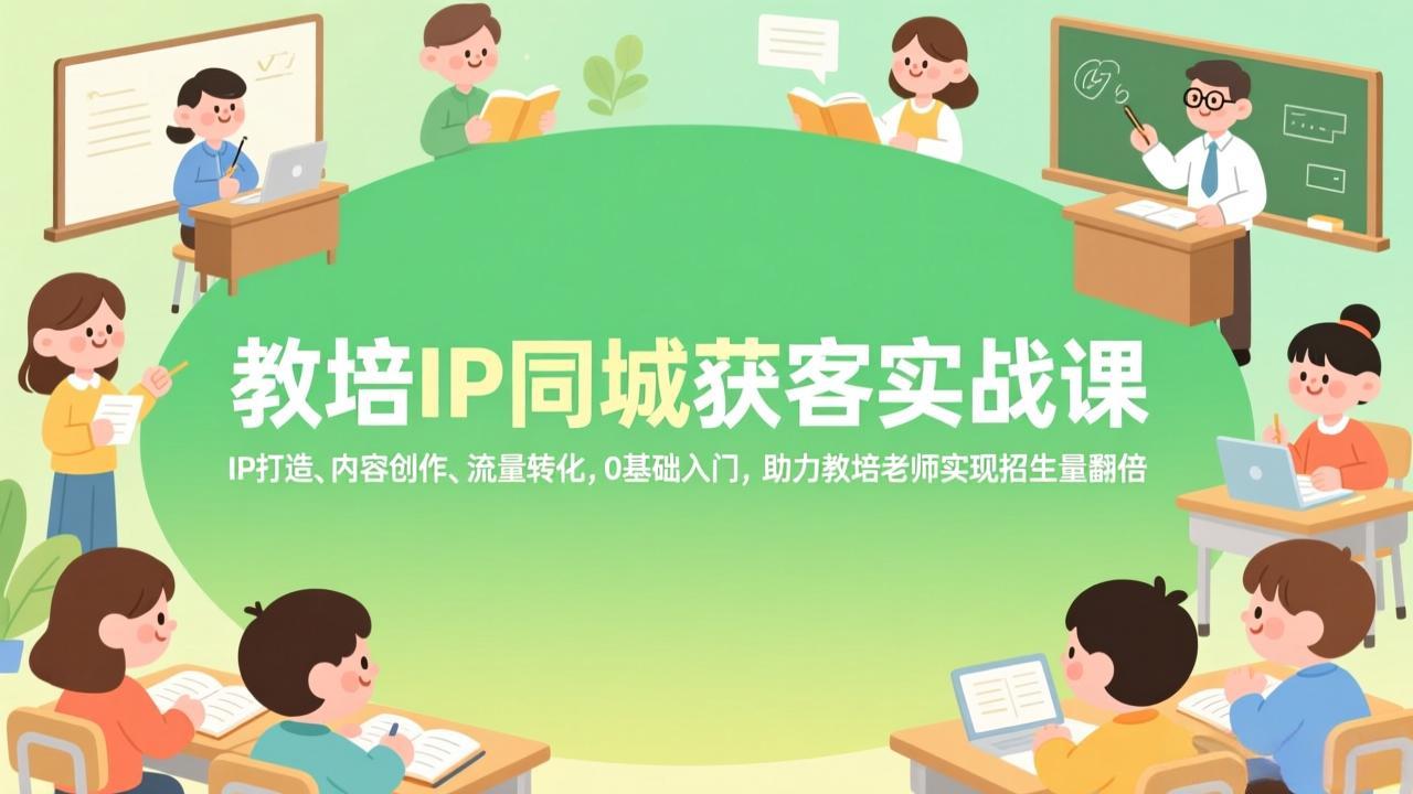 教培IP同城获客实战课，IP打造、内容创作、流量转化，0基础入门，助力教培老师实现招生量翻倍-桀创项目掘金社