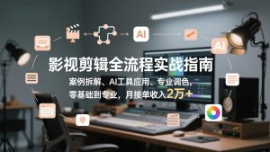 影视剪辑全流程实战指南，案例拆解、AI工具应用、专业调色，零基础到专业，月接单收入2万+-桀创项目掘金社