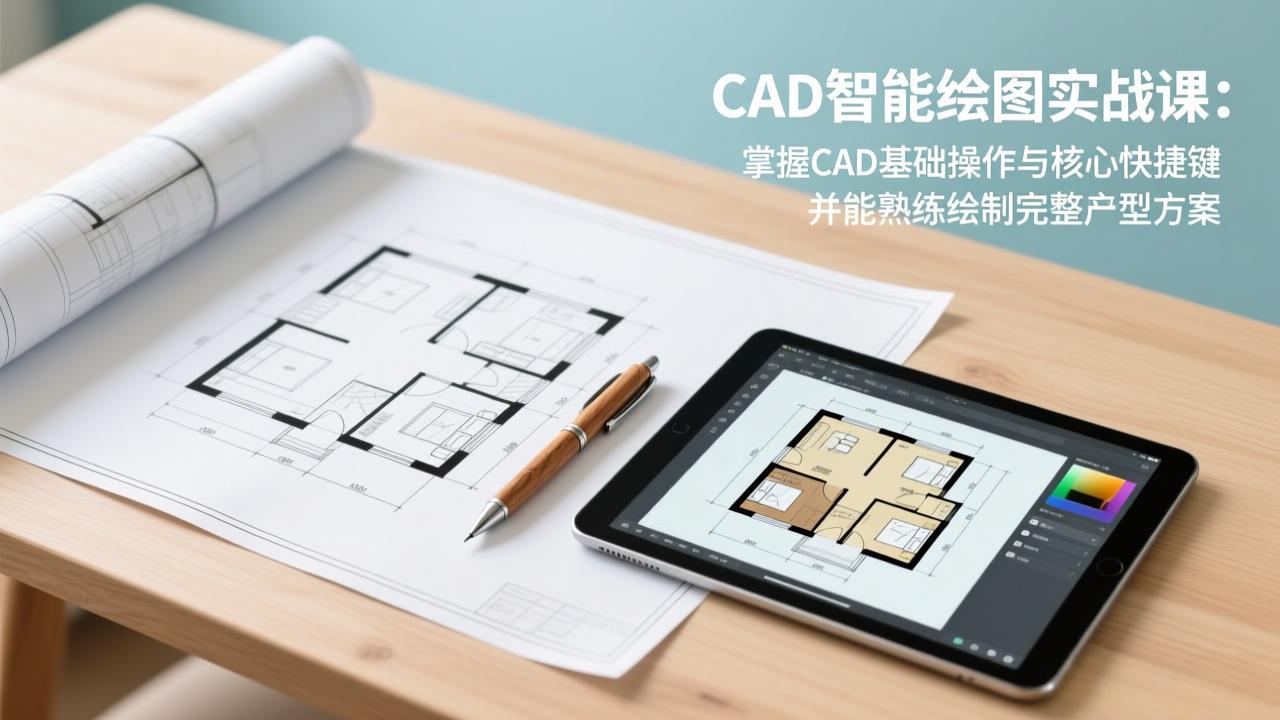 CAD智能绘图实战课：掌握CAD基础操作与核心快捷键，并能熟练绘制完整户型方案-桀创项目掘金社
