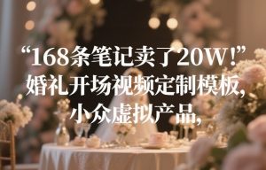 168条笔记卖了20W！婚礼开场视频定制模板，小众虚拟产品-桀创项目掘金社
