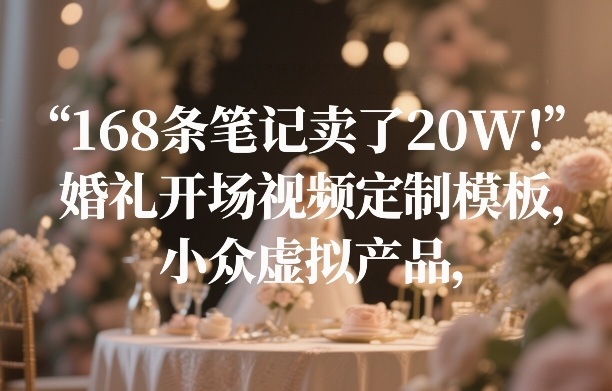 168条笔记卖了20W！婚礼开场视频定制模板，小众虚拟产品-桀创项目掘金社