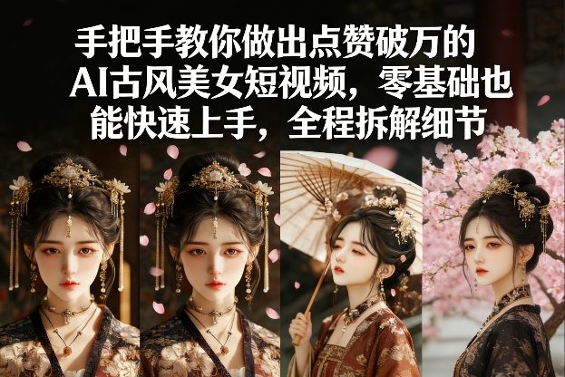 手把手教你做出点赞破万的AI古风美女短视频，零基础也能快速上手，全程拆解细节-桀创项目掘金社