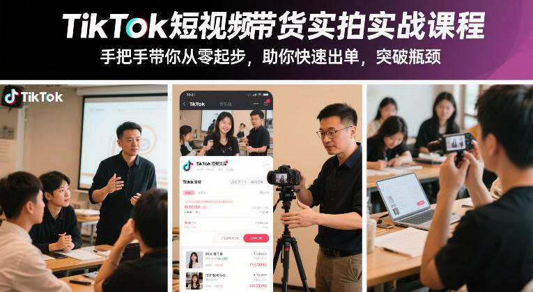 TikTok短视频带货实拍实战课程，手把手带你从零起步，助你快速出单，突破瓶颈-桀创项目掘金社