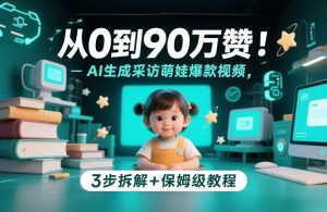 从0到90万赞：AI生成采访萌娃爆款视频，3步拆解+保姆级教程-桀创项目掘金社