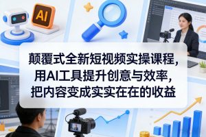颠覆式全新短视频实操课程，用AI工具提升创意与效率，把内容变成实实在在的收益-桀创项目掘金社