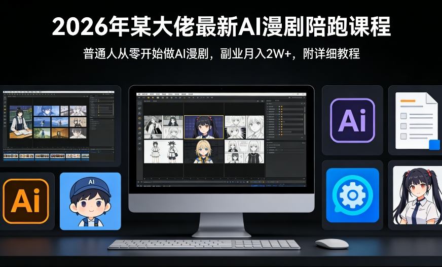 26年某大佬最新Ai漫剧陪跑课程，普通人从零开始做AI漫剧，副业月入2W+-桀创项目掘金社