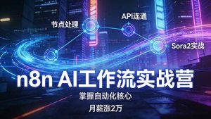 n8n AI工作流实战营，节点处理+API连通+Sora2实战，掌握自动化核心月薪涨2万-桀创项目掘金社