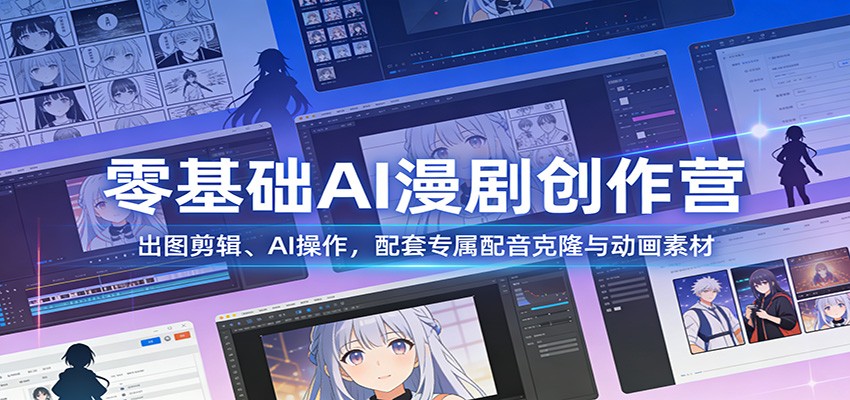 零基础AI漫剧创作营:出图剪辑、AI操作,配套专属配音克隆与动画素材-桀创项目掘金社
