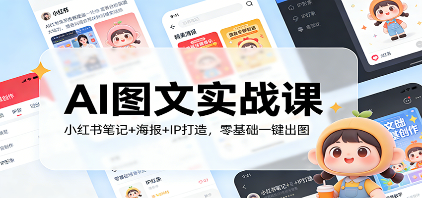 AI图文实战课:小红书笔记+海报+IP打造,零基础一键出图-桀创项目掘金社