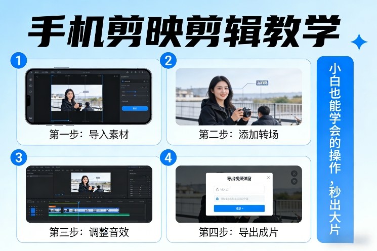 手机剪映剪辑教学，小白也能学会的操作，秒出大片-桀创项目掘金社