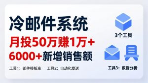 月投 50 刀赚 1 万 +！冷邮件系统：6000 + 新增销售额，靠 3 个工具轻松搞-桀创项目掘金社
