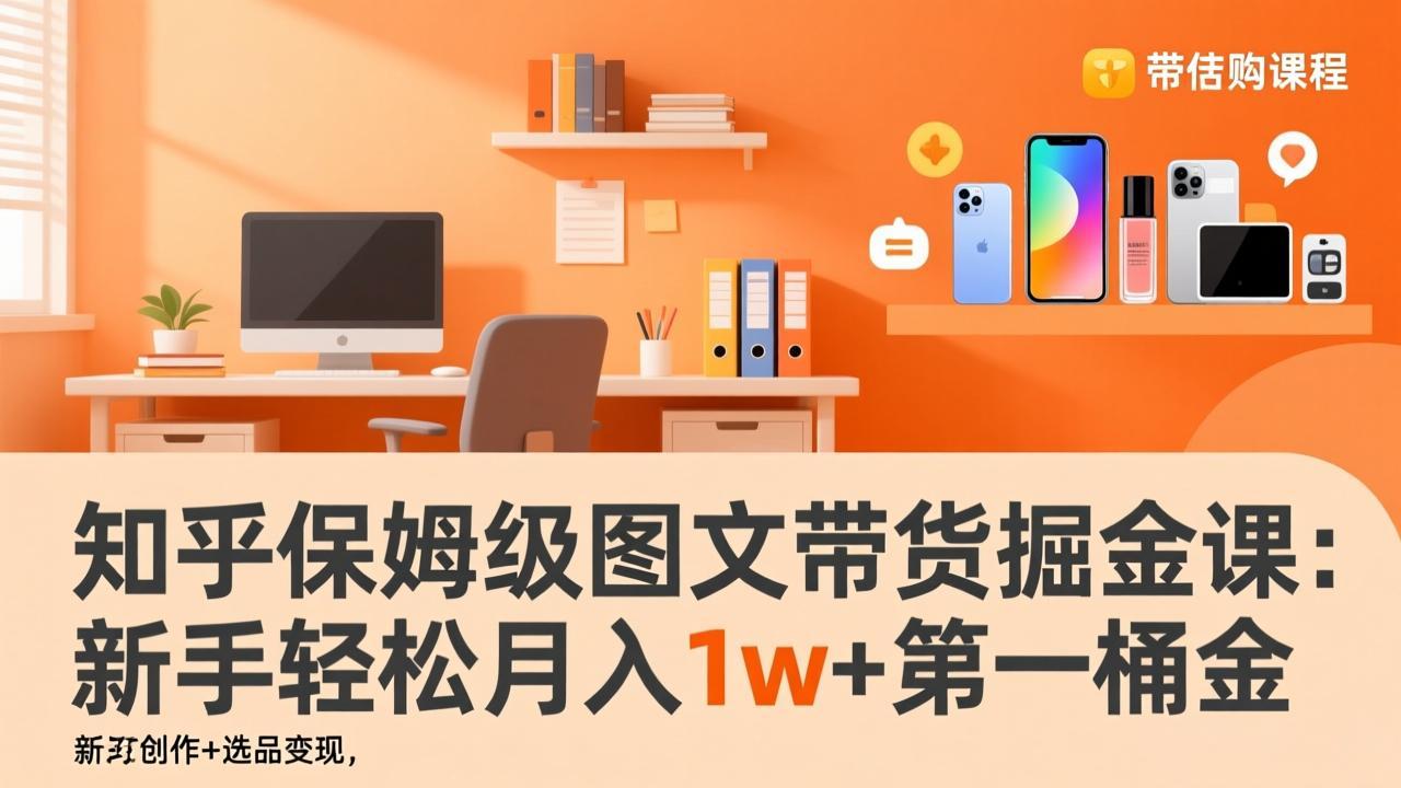知乎保姆级图文带货掘金课：账号打造+爆文创作+选品变现，新手轻松月入1w+第一桶金-桀创项目掘金社