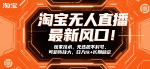 淘宝无人直播最新风口！独家技术，无违规不封号，可矩阵放大，日入1k+长期稳定【揭秘】-桀创项目掘金社