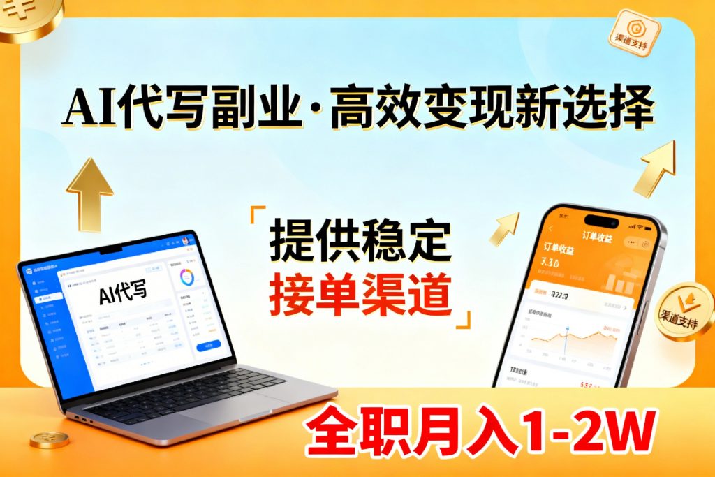 AI代写副业，高效变现，提供渠道，永不失业副业兼职 全职月入1-2W【SOP手册】-桀创项目掘金社