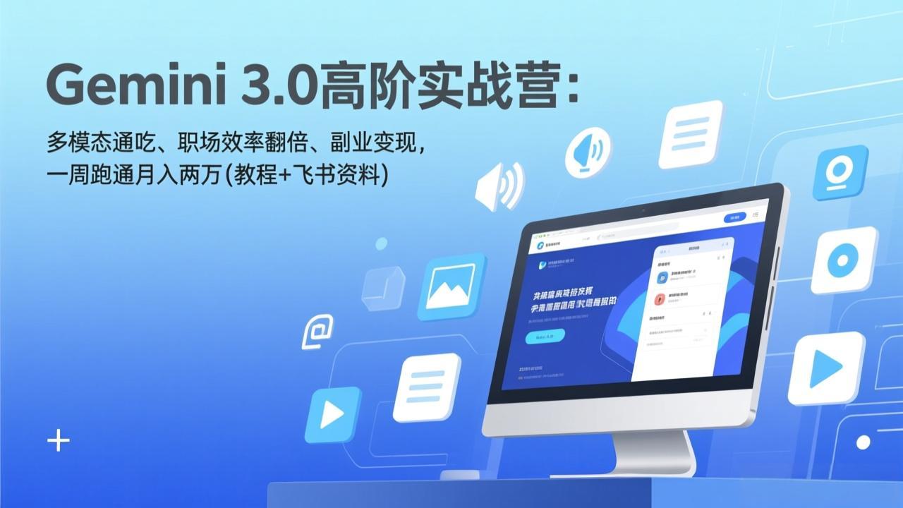 Gemini 3.0高阶实战营：多模态通吃、职场效率翻倍、副业变现，一周跑通月入两万(教程+飞书资料-桀创项目掘金社