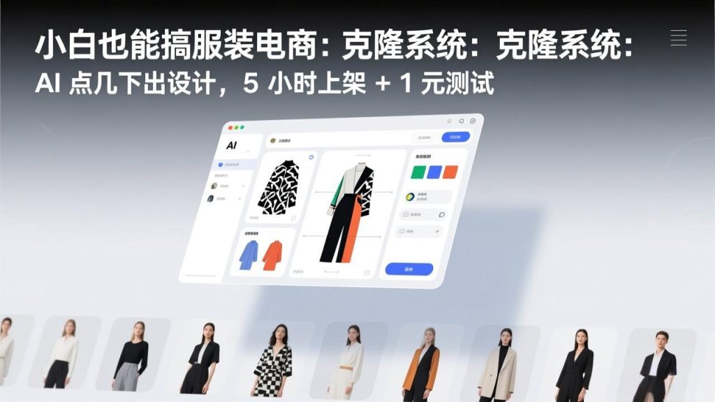 小白也能搞服装电商：克隆系统：AI 点几下出设计，5 小时上架 + 1 元测试-桀创项目掘金社